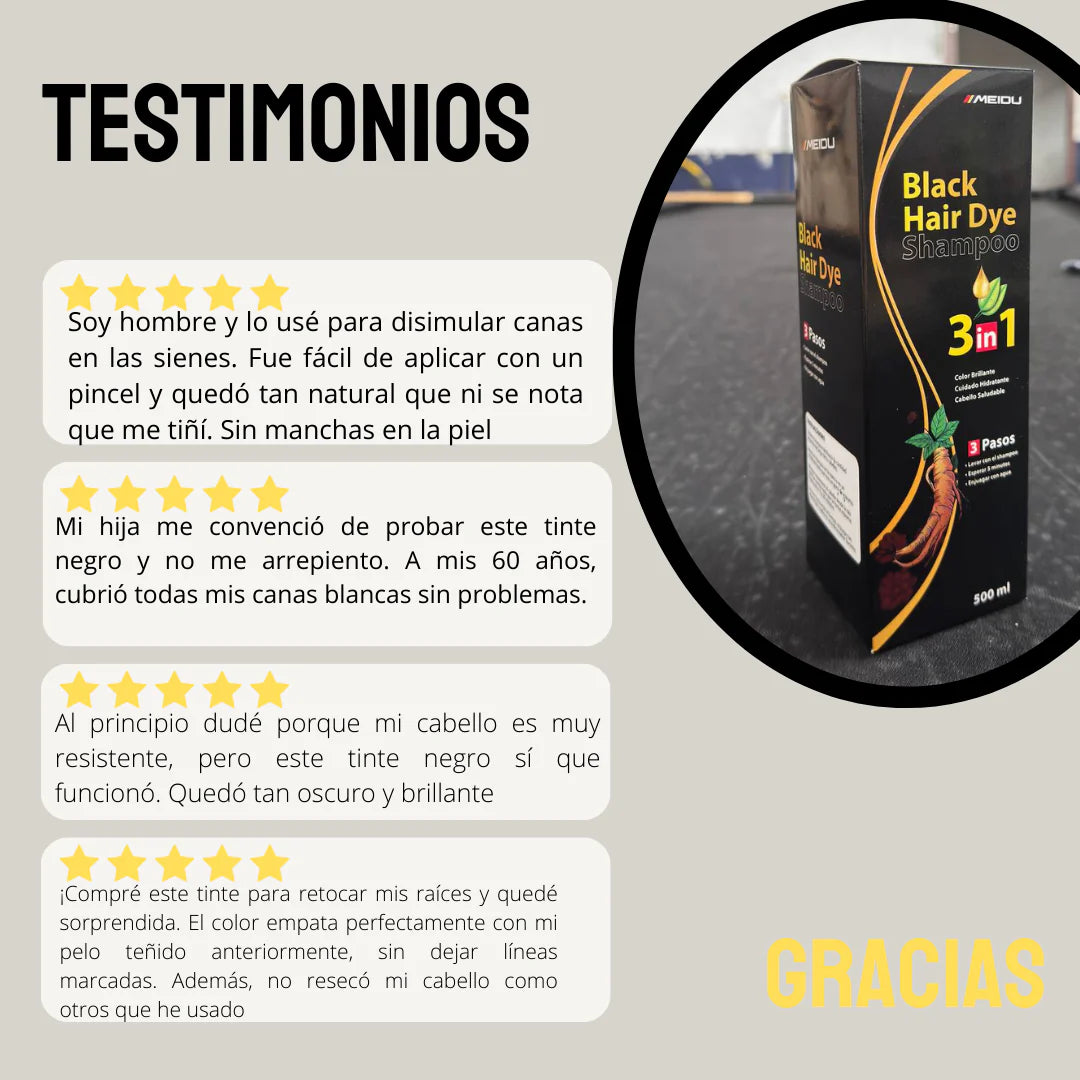 Shampoo Black Hair Dye (3 en 1)